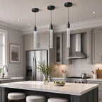 Modern Cylinder Bubble Linear Hanging Crystal LED Pendant Light