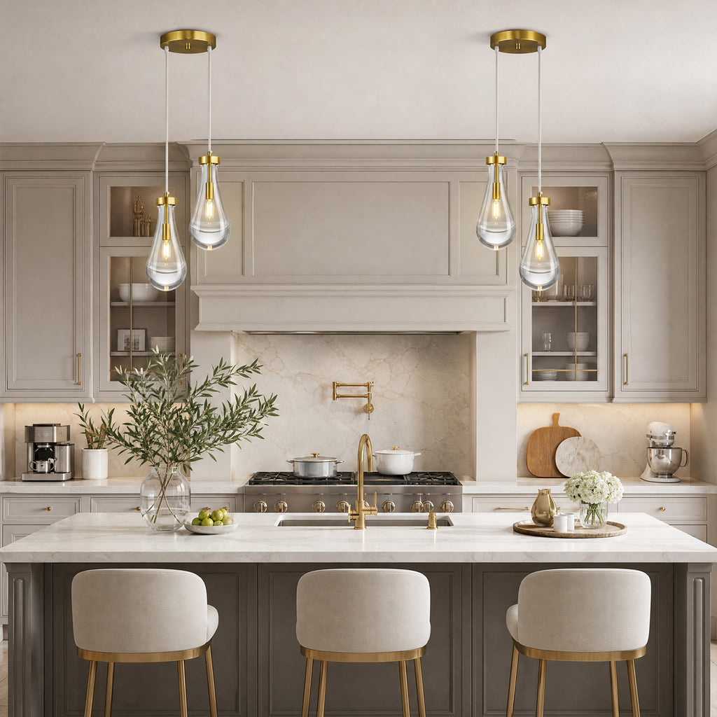 Raindrop Clear Solid Glass Adjustable Suspension Cord Pendant Light