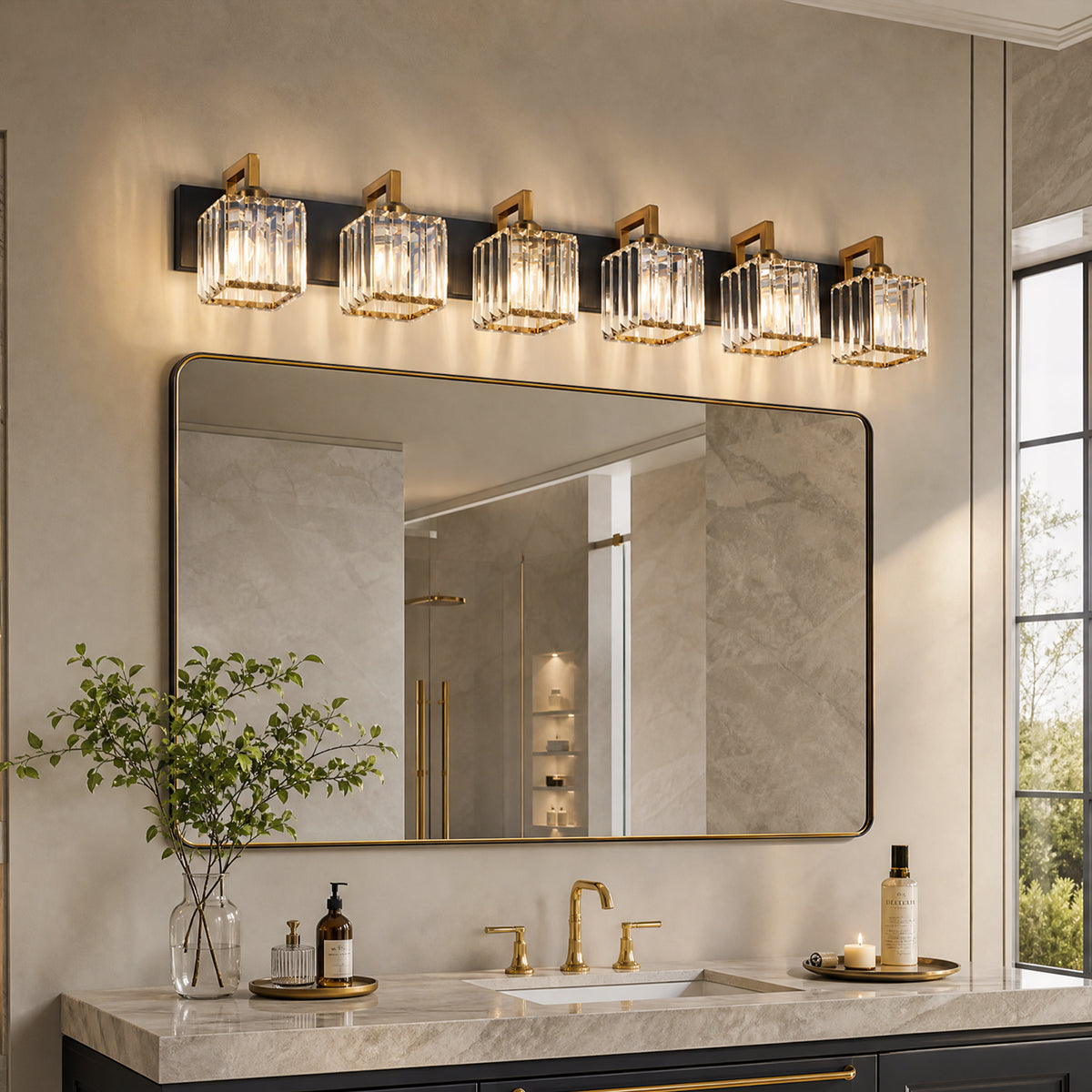 Modern Minimalist Vertical Rectangular Crystal Vanity Light