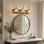 Vintage Clear Flower Glass Shade  Bathroom Vanity