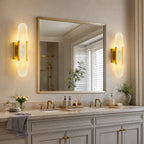 Long Oval Natural Stone Alabaster Wall Light for Modern Bedrooms