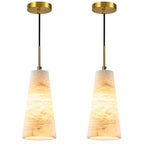 Modern Tapered Cone Natural Alabaster Single Pendant Light