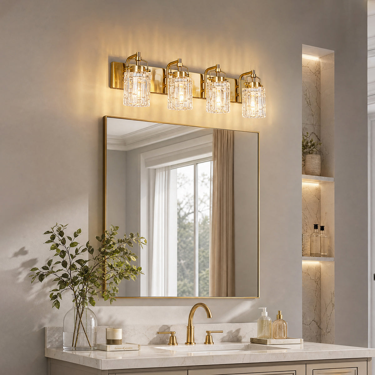 Contemporary Luxury Cylinder Fluted Glass Vanity Light