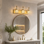 Vintage Embossed Textured Glass Curved Metal Arm Bathroom Vanity Light