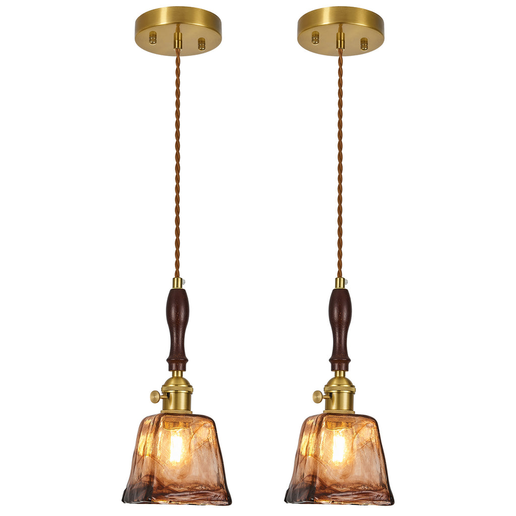 Farmhouse Vintage Textured Glass Hanging Pendant Light