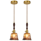 Farmhouse Vintage Textured Glass Hanging Pendant Light