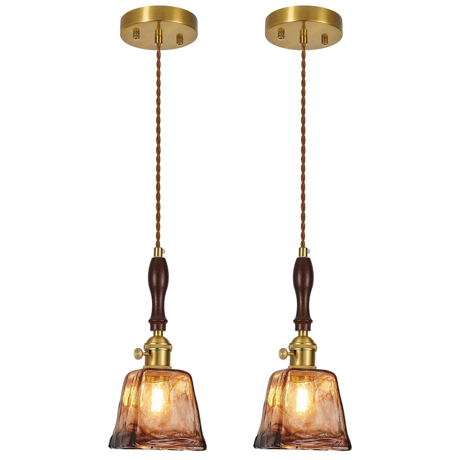 Farmhouse Vintage Textured Glass Hanging Pendant Light