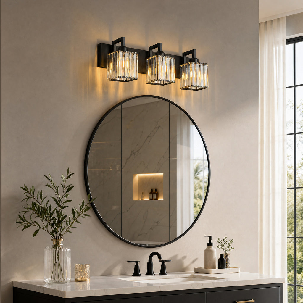 Modern Minimalist Vertical Rectangular Crystal Vanity Light