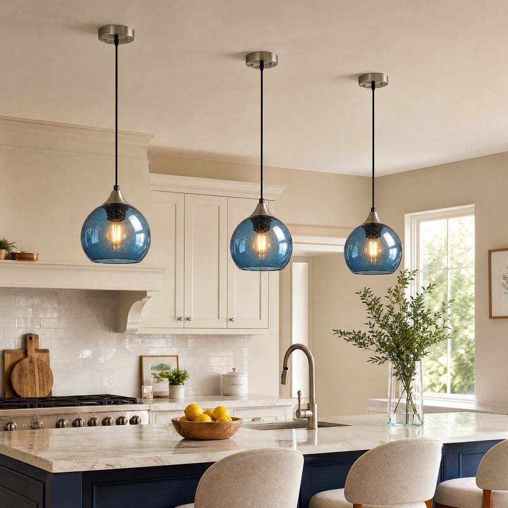 Adjustable Cord Single Hanging Modern Globe Glass Pendant Light