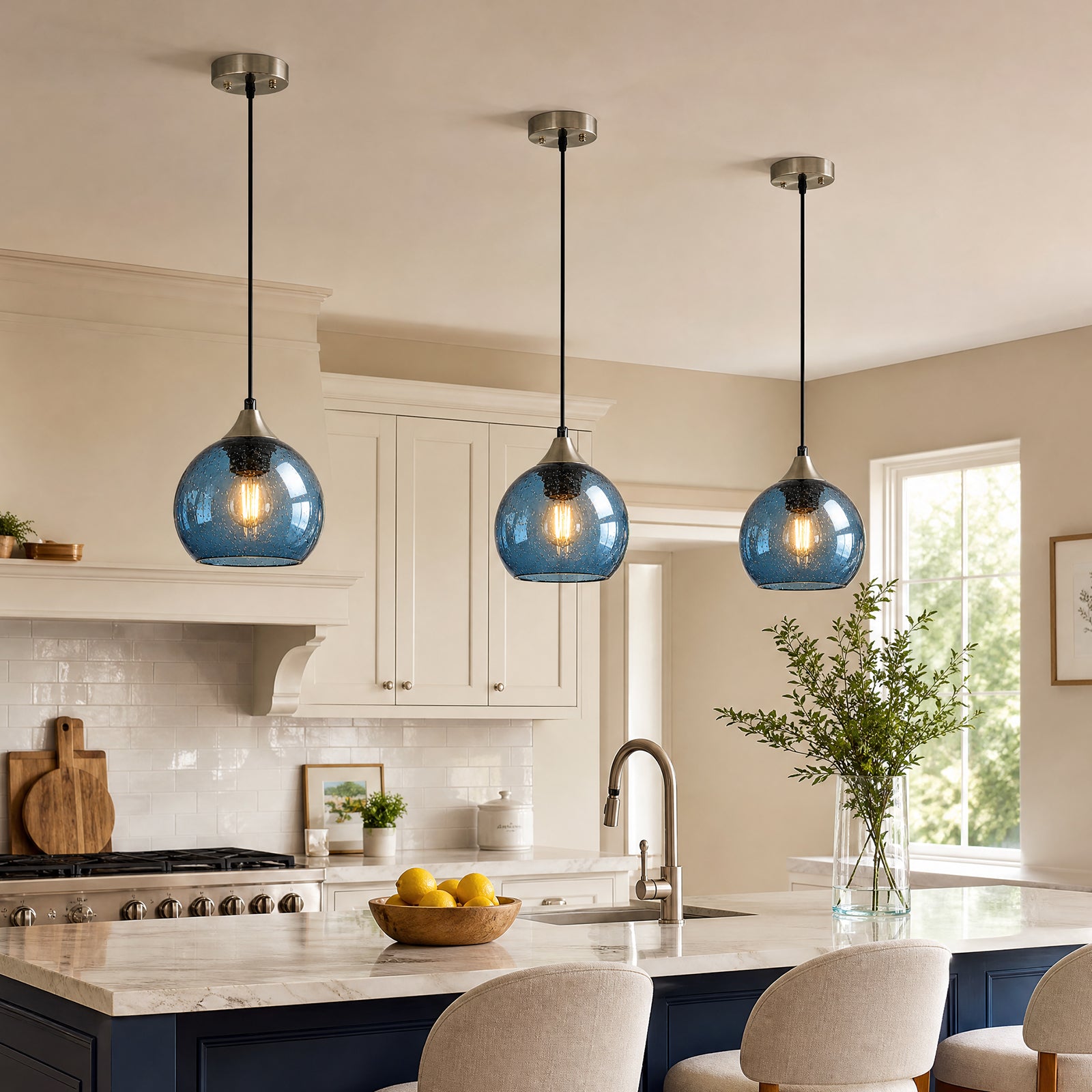 Adjustable Cord Single Hanging Modern Globe Glass Pendant Light