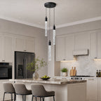 Modern Cylinder Bubble Linear Hanging Crystal LED Pendant Light