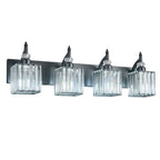 Transitional Luxury Square Prism Fluted Crystal Bathroom Vanity Light
