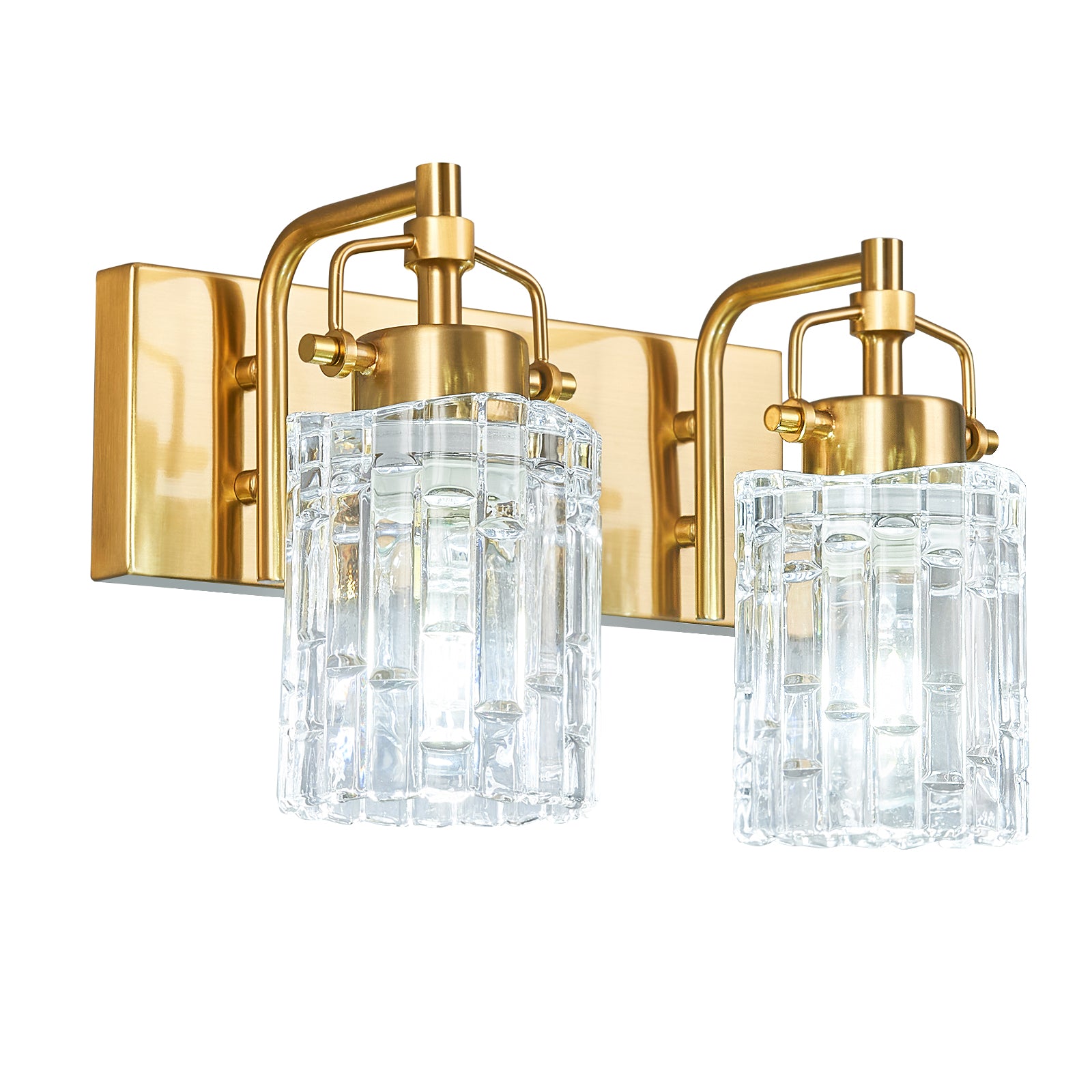 Contemporary Luxury Cylinder Fluted Crystal Glass Bathroom Vanity Light