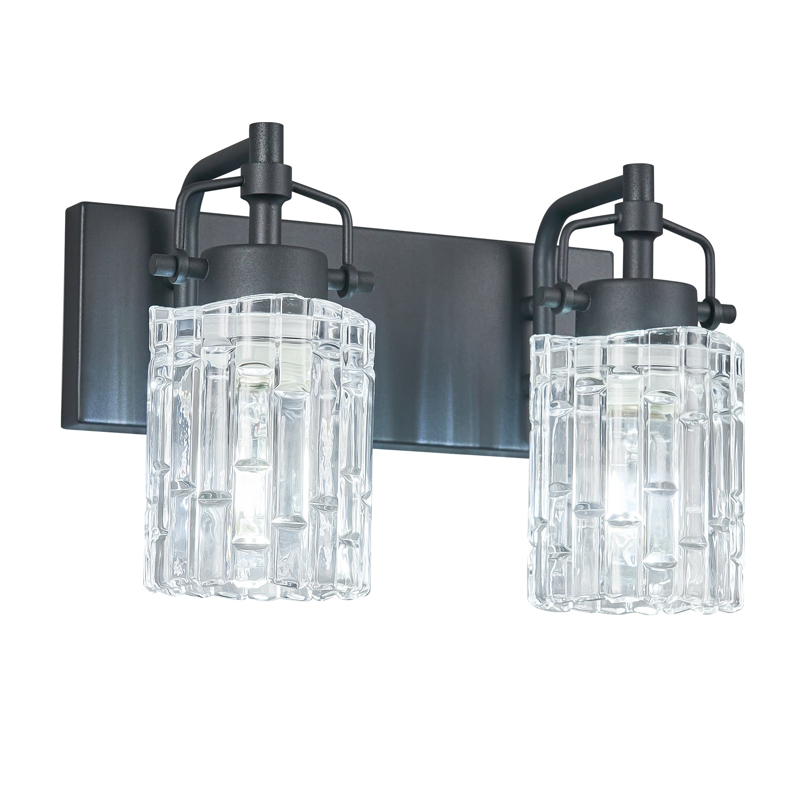 Contemporary Luxury Cylinder Fluted Crystal Glass Bathroom Vanity Light