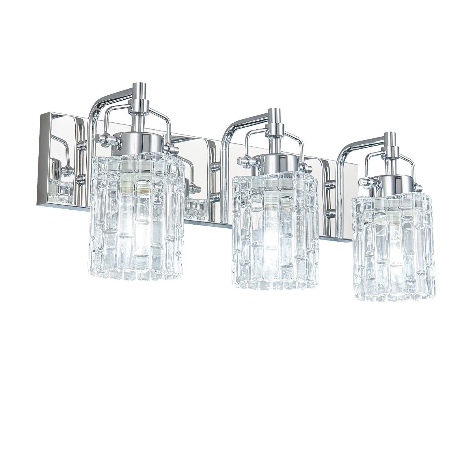 Contemporary Luxury Cylinder Fluted Crystal Glass Bathroom Vanity Light