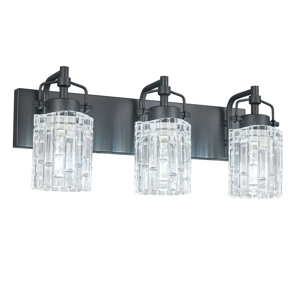 Contemporary Luxury Cylinder Fluted Crystal Glass Bathroom Vanity Light