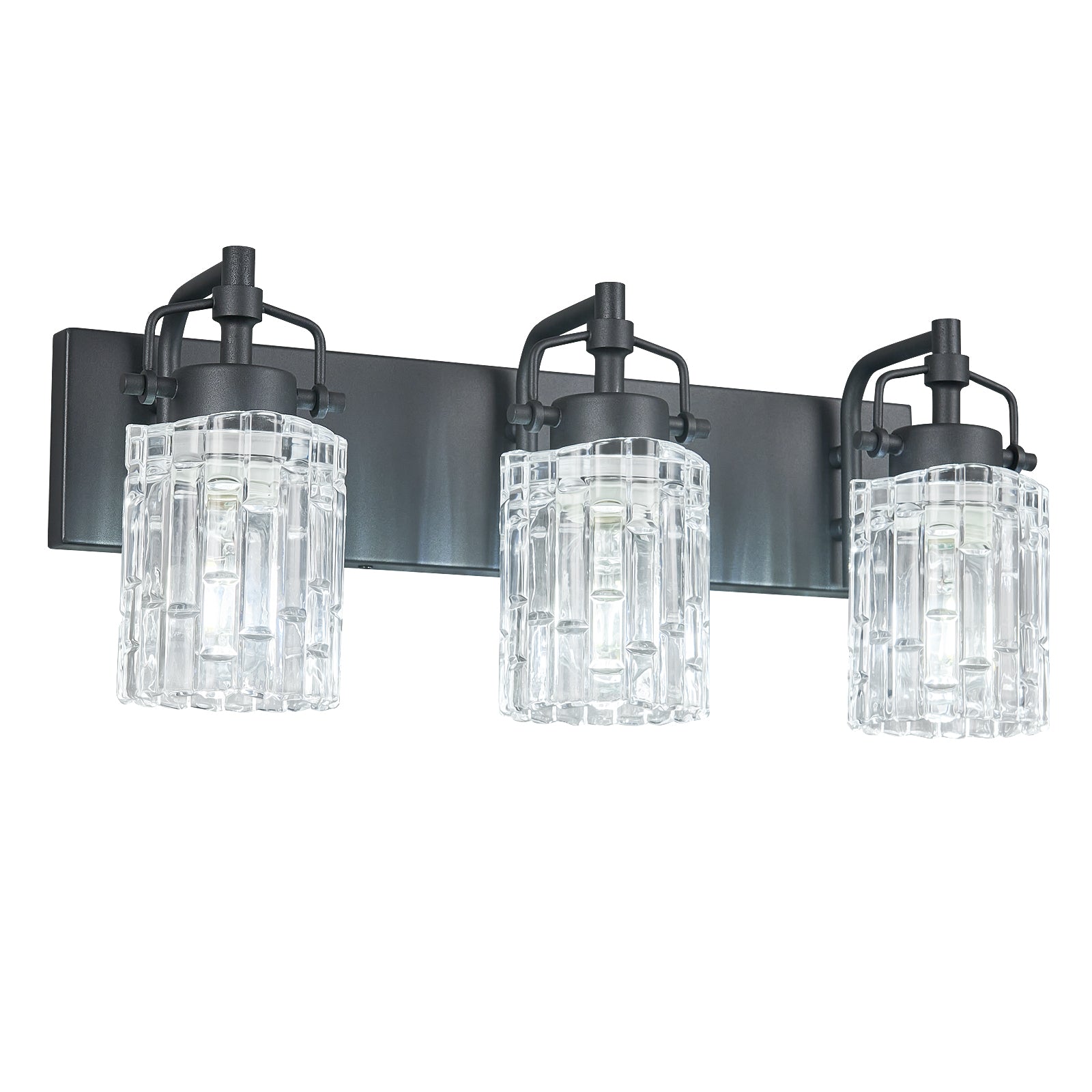 Contemporary Luxury Cylinder Fluted Crystal Glass Bathroom Vanity Light