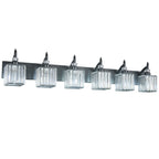 Transitional Luxury Square Prism Fluted Crystal Bathroom Vanity Light