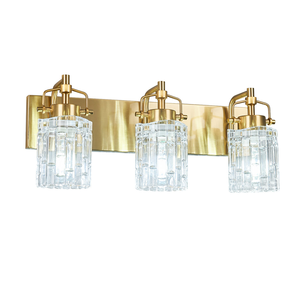Contemporary Luxury Cylinder Fluted Crystal Glass Bathroom Vanity Light