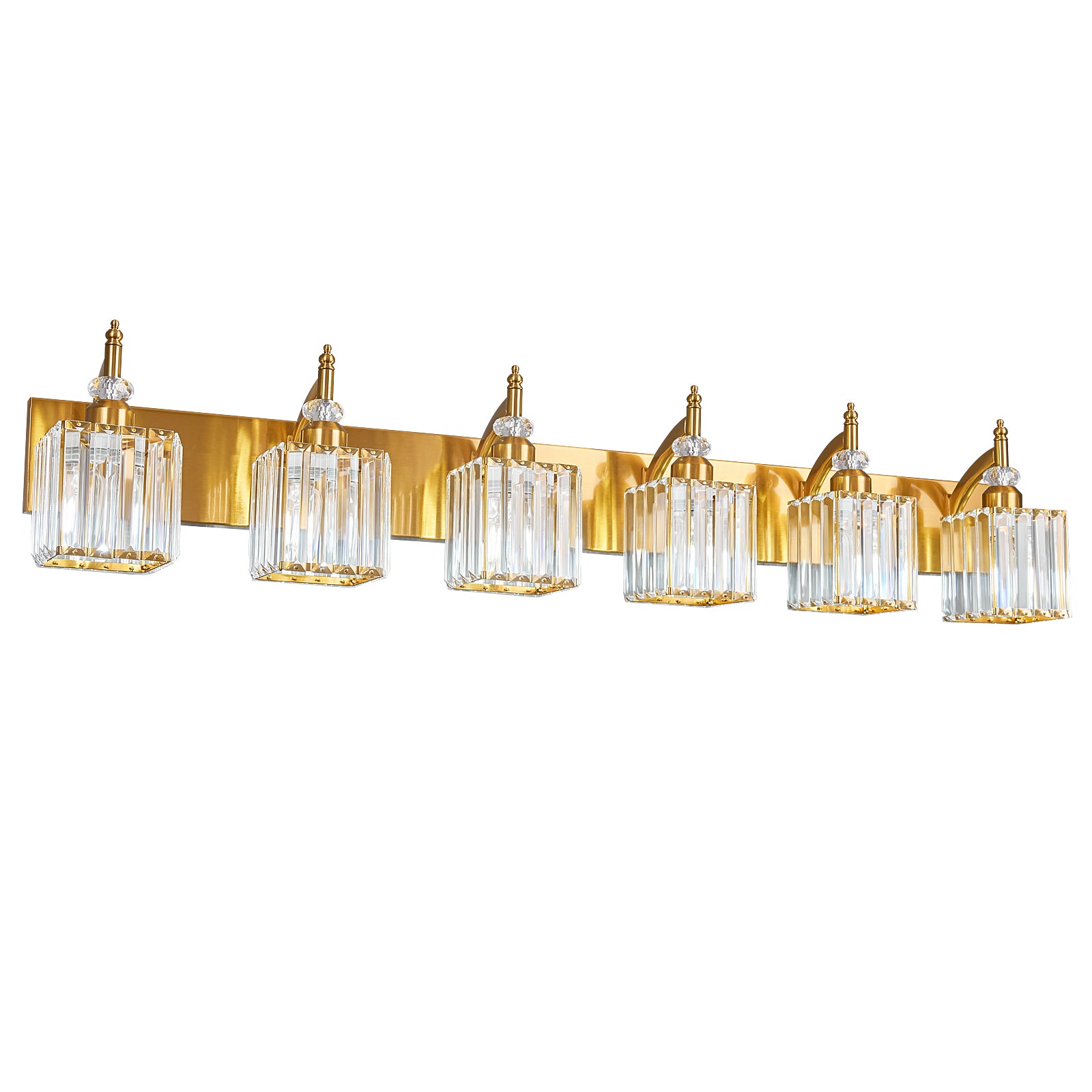 Transitional Luxury Square Prism Fluted Crystal Bathroom Vanity Light