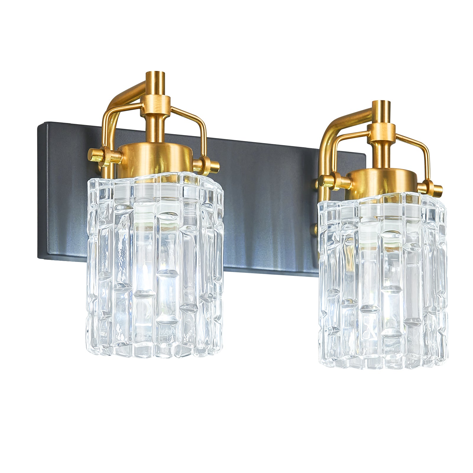 Contemporary Luxury Cylinder Fluted Crystal Glass Bathroom Vanity Light