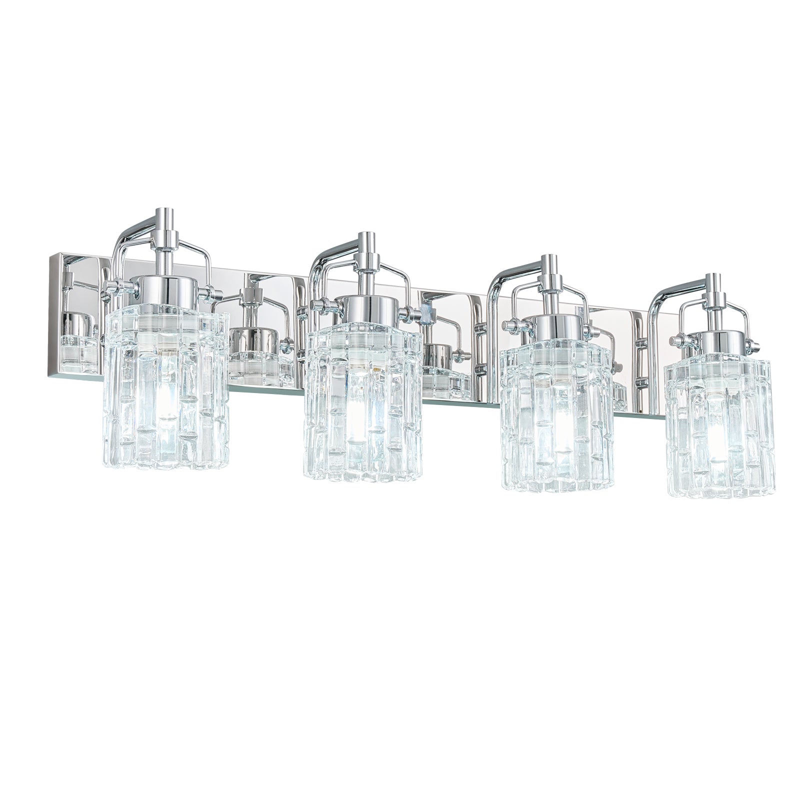 Contemporary Luxury Cylinder Fluted Crystal Glass Bathroom Vanity Light