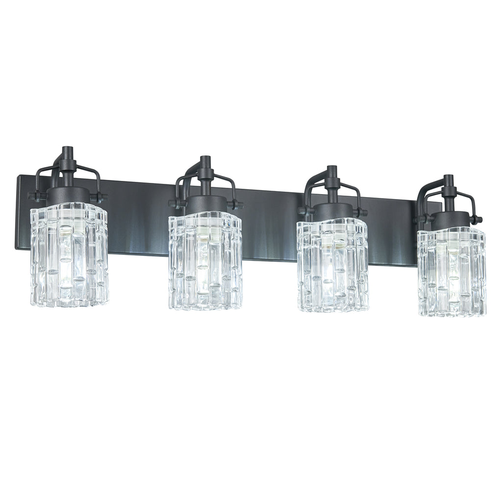 Contemporary Luxury Cylinder Fluted Crystal Glass Bathroom Vanity Light