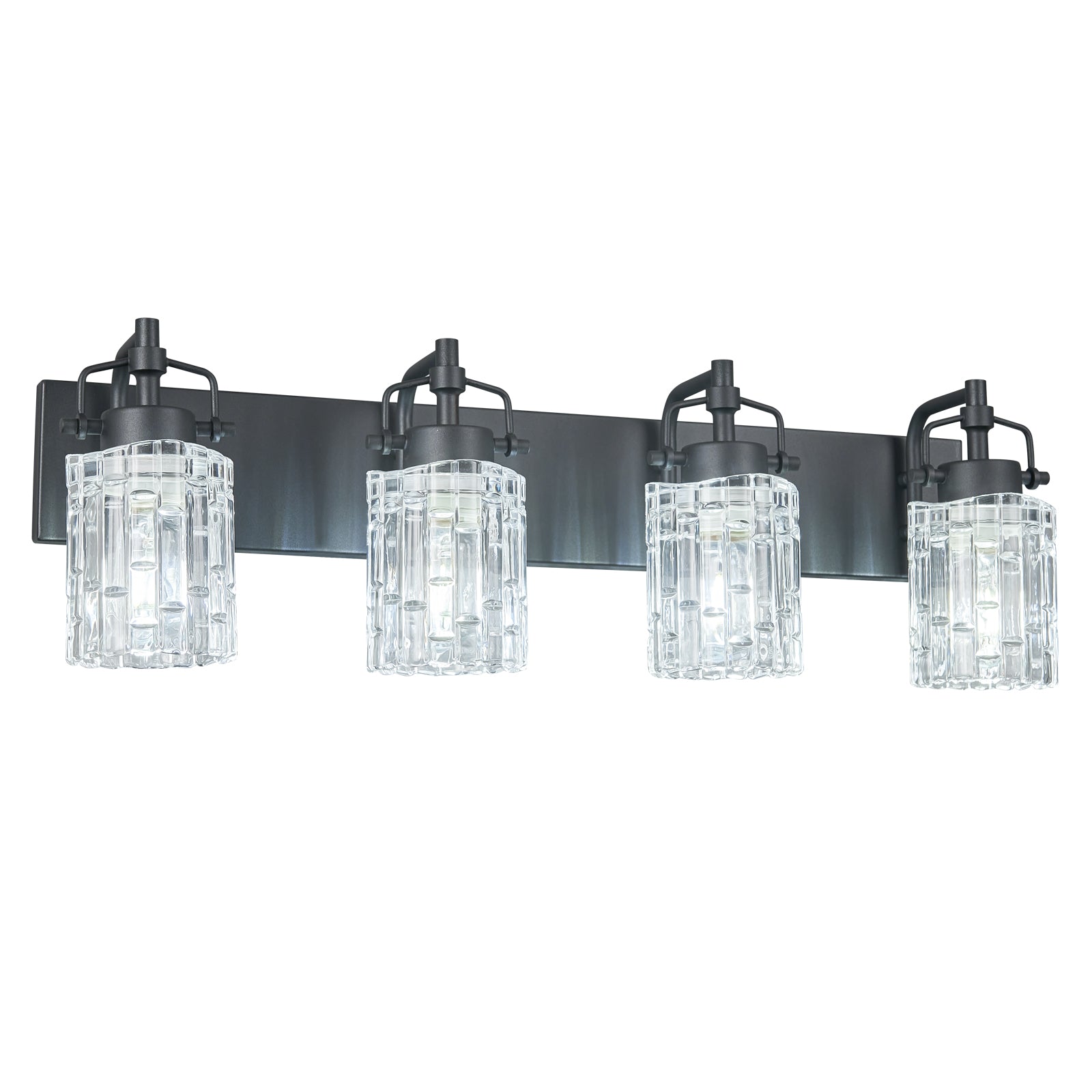 Contemporary Luxury Cylinder Fluted Crystal Glass Bathroom Vanity Light