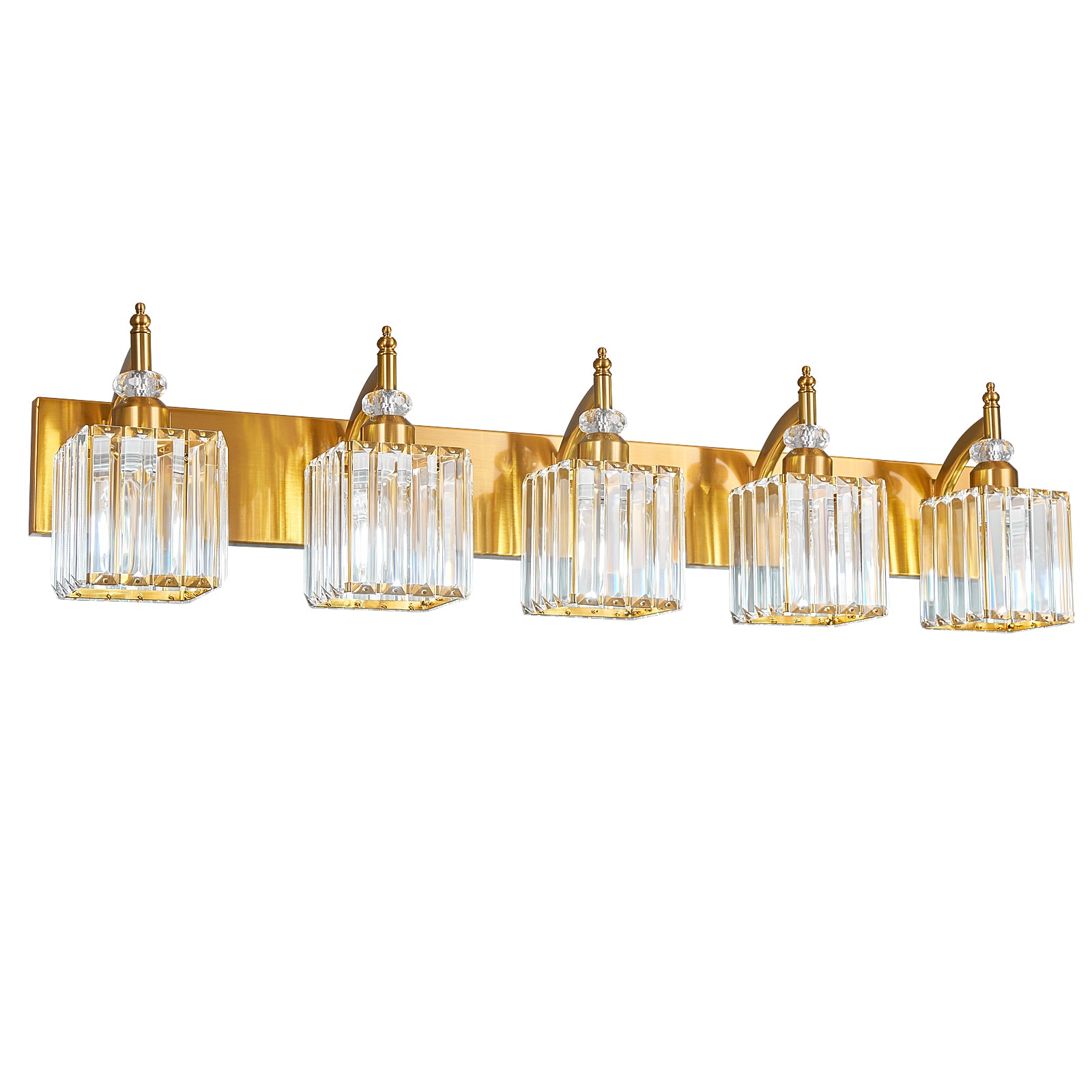 Transitional Luxury Square Prism Fluted Crystal Bathroom Vanity Light
