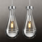 Raindrop Clear Solid Glass Adjustable Suspension Cord Pendant Light