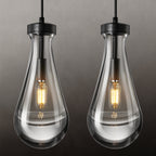 Raindrop Clear Solid Glass Adjustable Suspension Cord Pendant Light