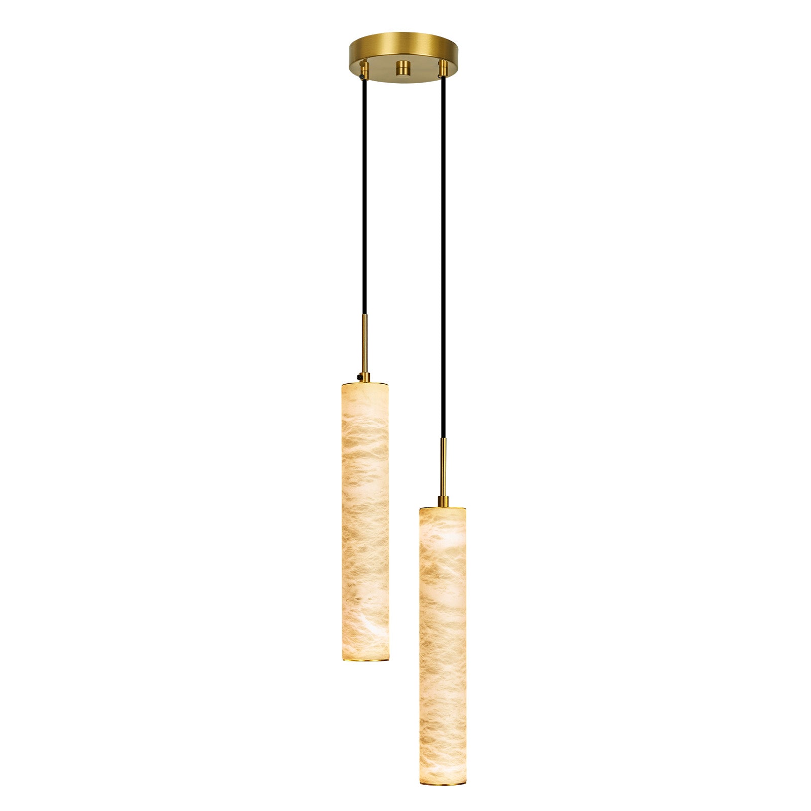 Natural Alabaster Marble Long Tube LED Pendant Light