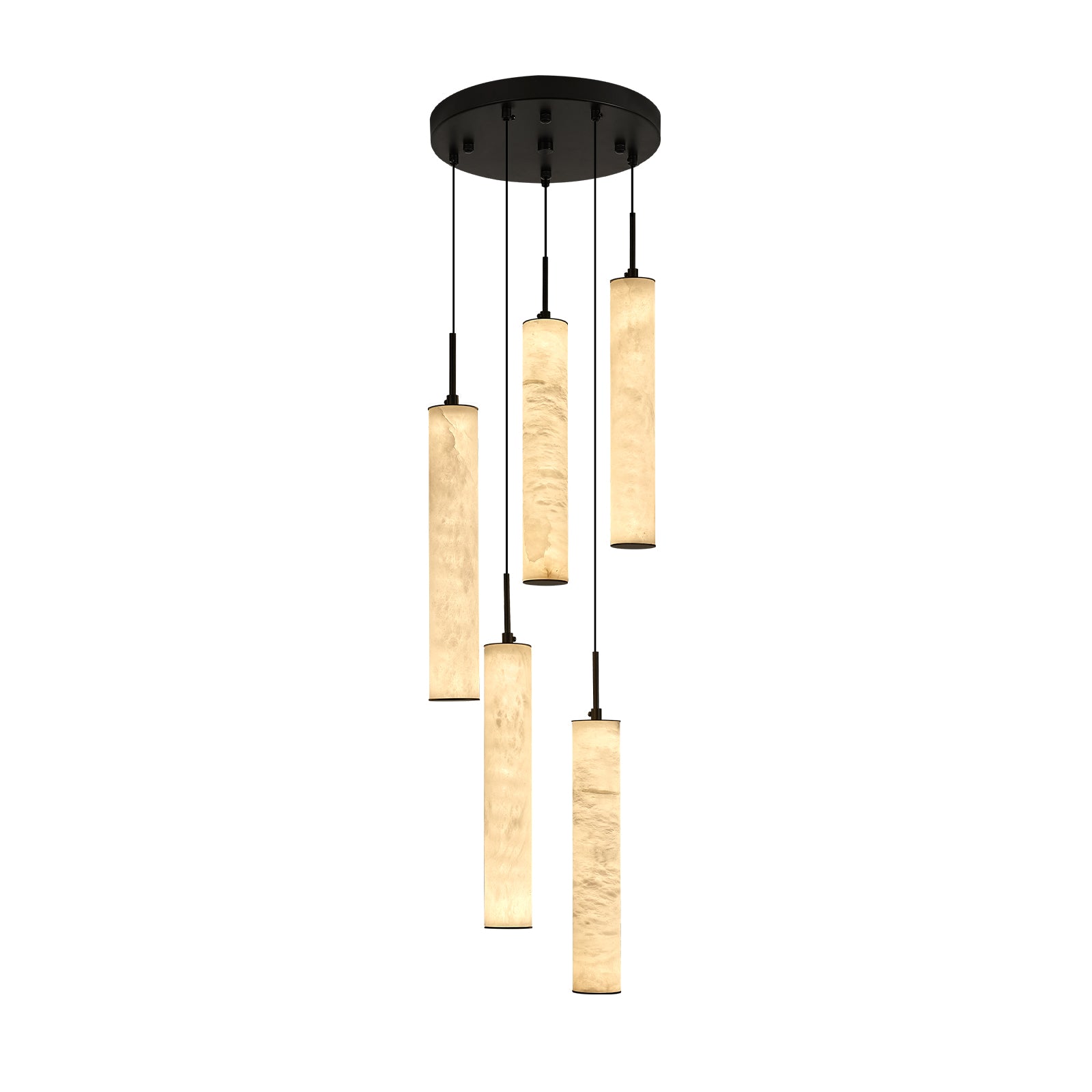 Natural Alabaster Marble Long Tube LED Pendant Light