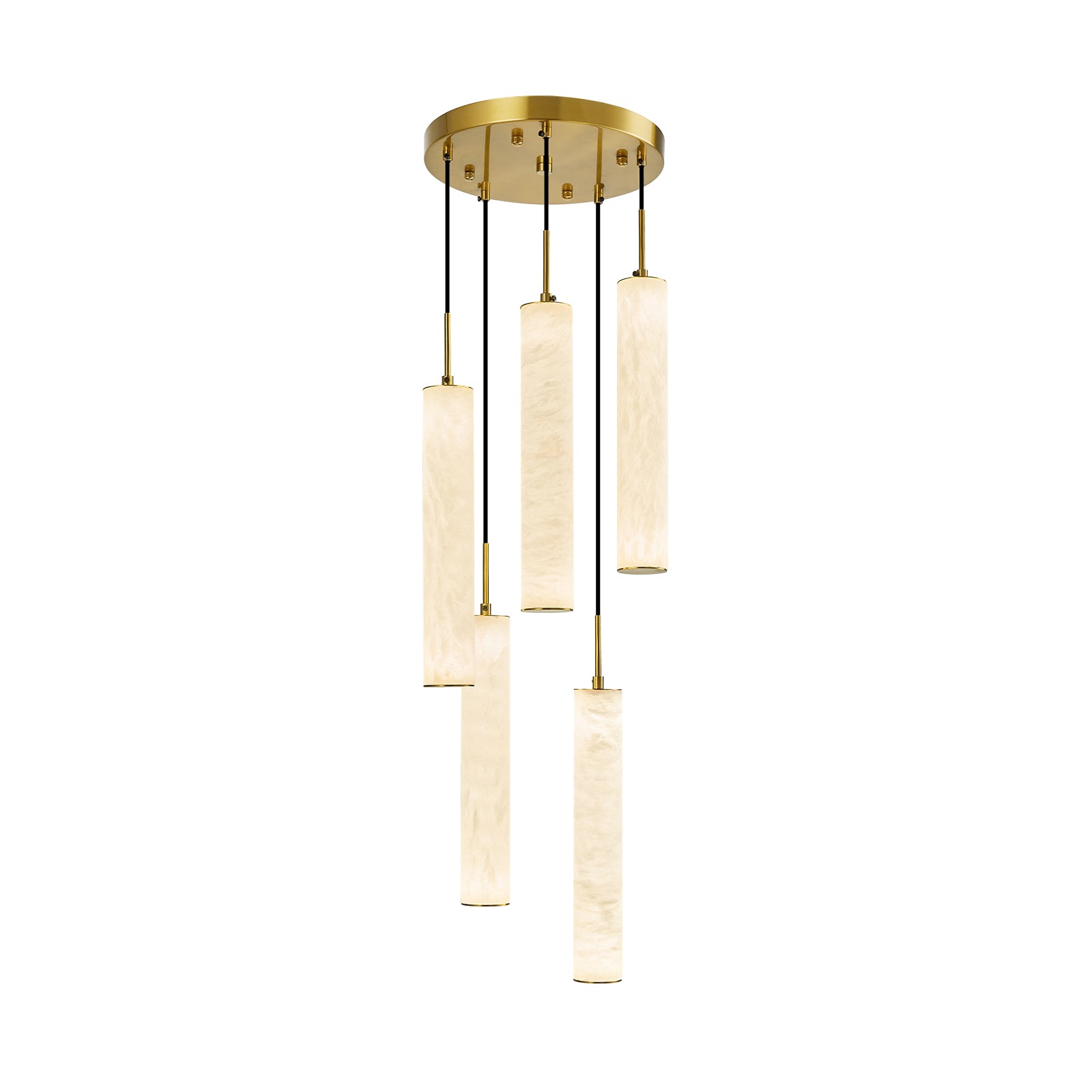 Natural Alabaster Marble Long Tube LED Pendant Light