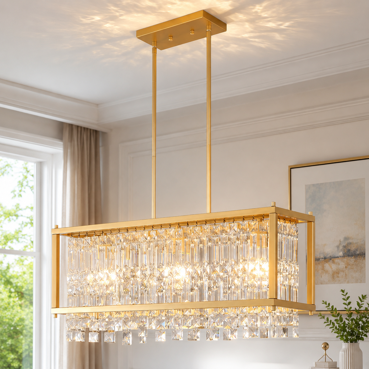 Modern Farmhouse Style Geometric Crystal Chandelier