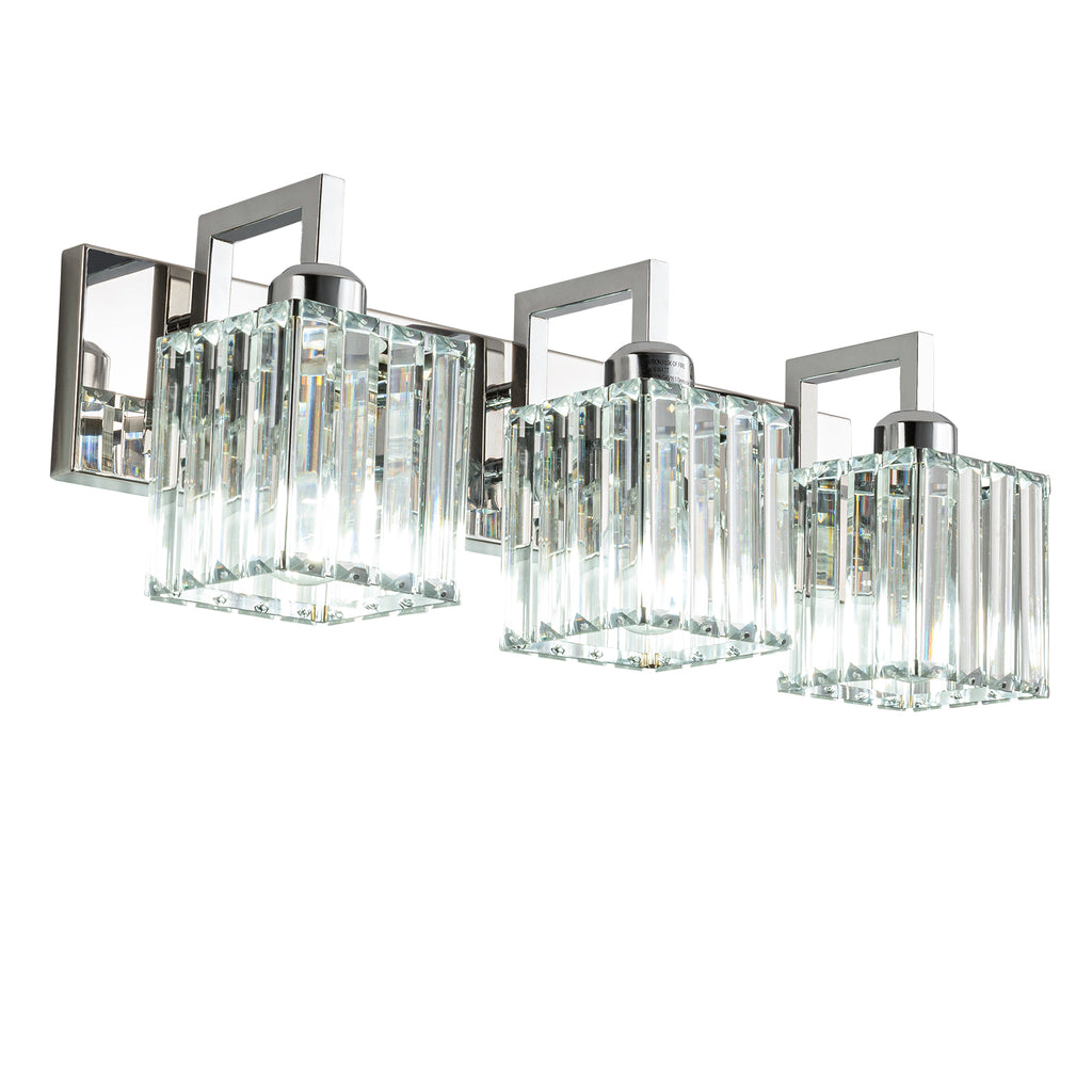 Modern Minimalist Vertical Rectangular Crystal Bathroom Vanity Light