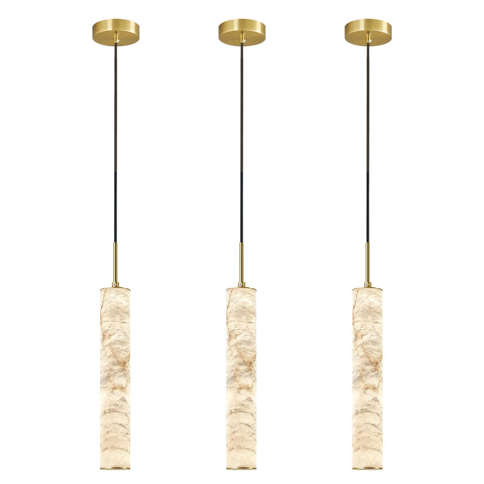 Natural Alabaster Marble Long Tube LED Pendant Light