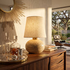 Wabi Sabi Spherical Travertine Table Lamp