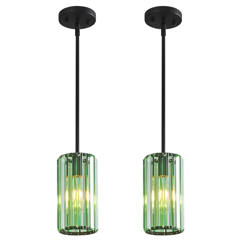Minimalist Vertical Faceted Crystal Cylinder Pendant Light