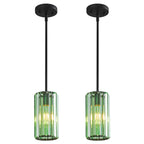 Minimalist Vertical Faceted Crystal Cylinder Pendant Light