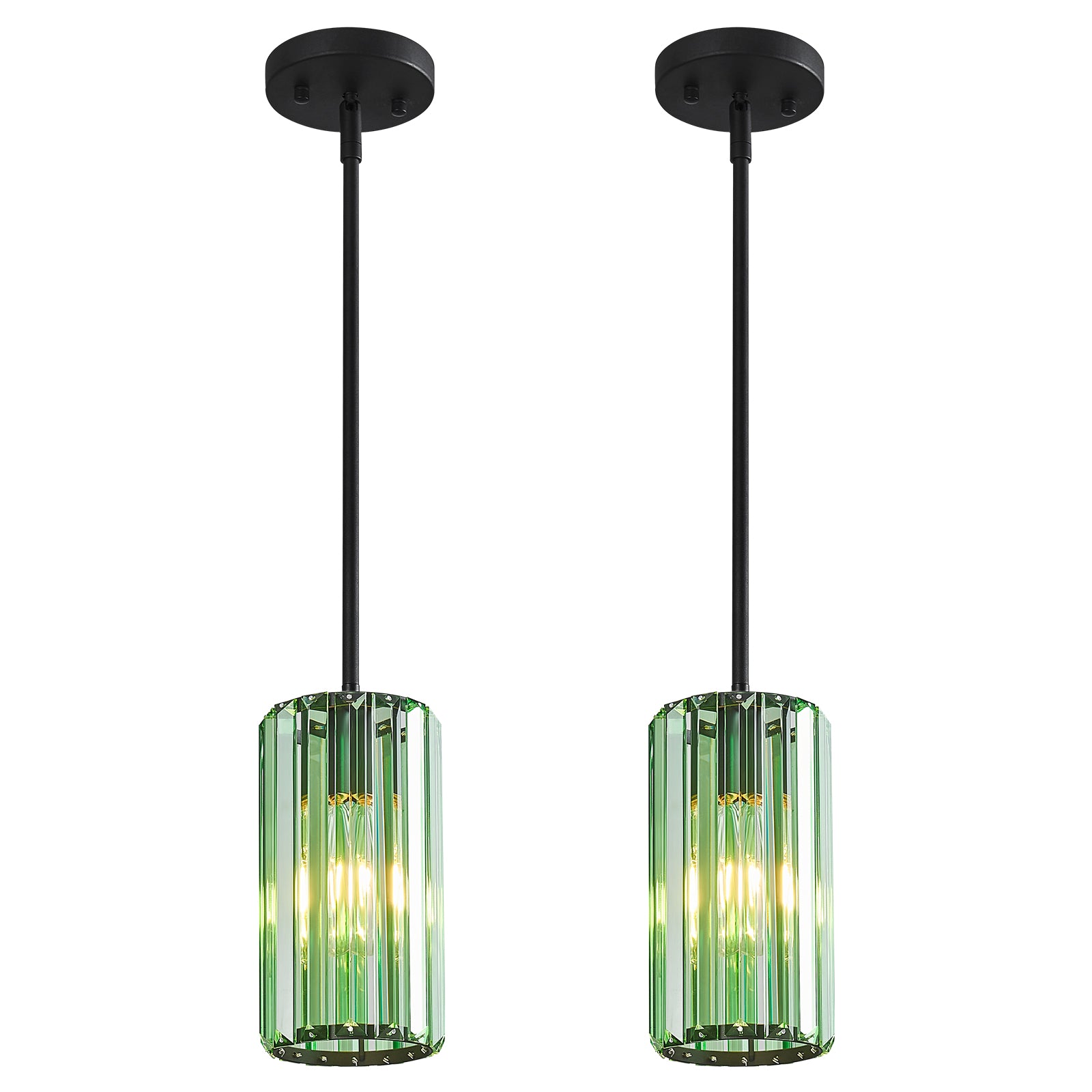 Minimalist Vertical Faceted Crystal Cylinder Pendant Light