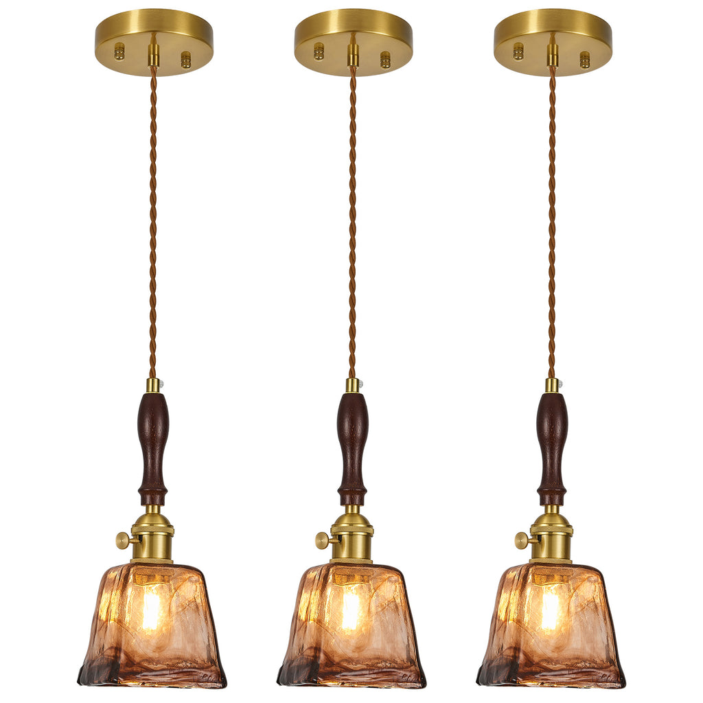 Farmhouse Vintage Textured Glass Hanging Pendant Light