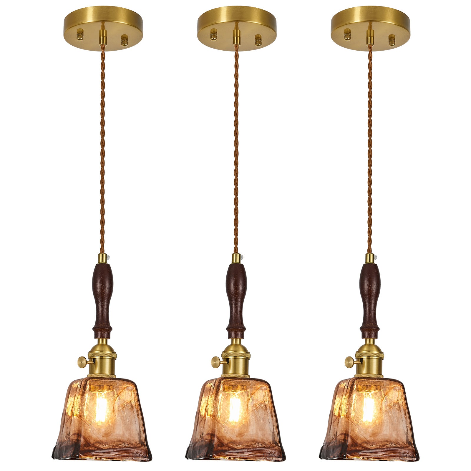 Farmhouse Vintage Textured Glass Hanging Pendant Light