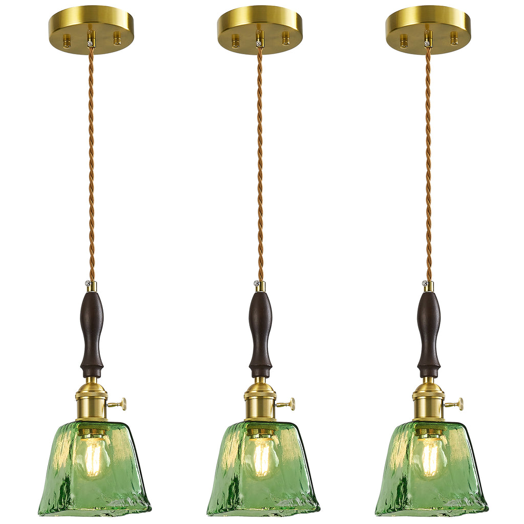 Farmhouse Vintage Textured Glass Hanging Pendant Light
