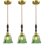 Farmhouse Vintage Textured Glass Hanging Pendant Light