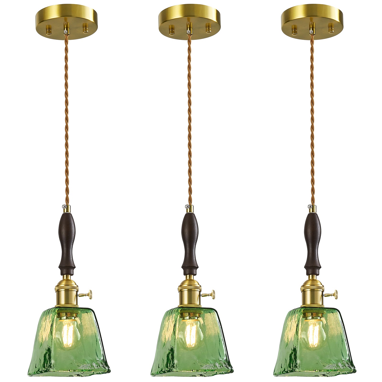 Farmhouse Vintage Textured Glass Hanging Pendant Light