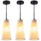 Modern Tapered Cone Natural Alabaster Single Pendant Light
