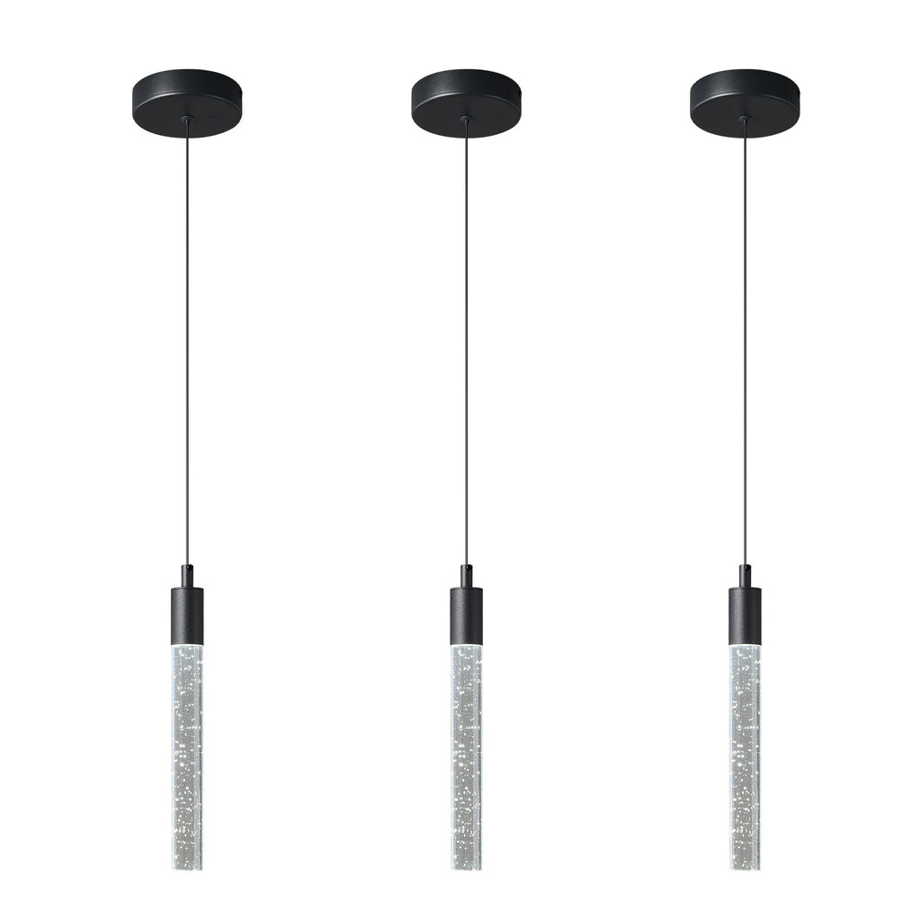 Modern Cylinder Bubble Linear Hanging Crystal LED Pendant Light