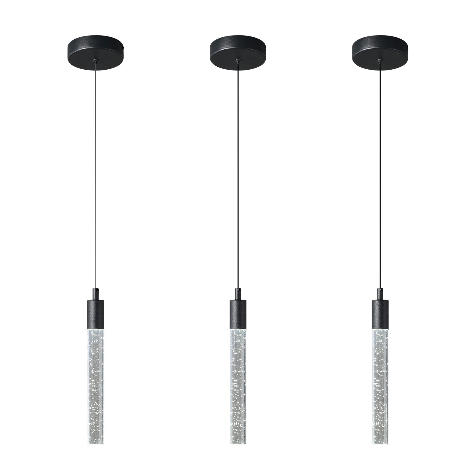 Modern Cylinder Bubble Linear Hanging Crystal LED Pendant Light
