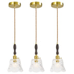 French Country Embossed Rose Floral Glass Pendant Light